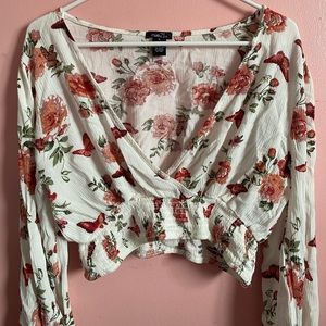 V neck crop floral top from rue21